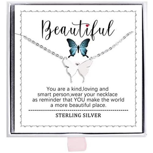 ALoveSoul 925 Sterling Silver Butterfly Necklace - Necklaces for Women Girls Minimalist Birthday Gift, Dainty Butterfly Jewelry Gifts for Women Personalized Jewelry