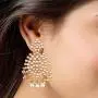 I Jewels Gold Plated Kundan & Pearl Earring Set with Maang Tikka for Women