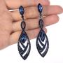 EVER FAITH Womens Crystal Double Marquise Shape Dangle Earrings Blue Sapphire-Color Black-Tone