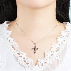 925 Sterling Silver Infinity Love Cross Celtic Knot Pendent Necklace, Rolo Chain 18''