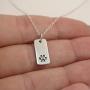 FashionJunkie4Life Sterling Silver Paw Print on Rectangle Charm Necklace, 18'' Chain, Dog Cat Pet Jewelry
