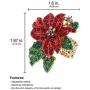 SP Sophia Collection Poinsettia Embellished Rhinestone Stretch Ring in Red Green and Gold
