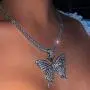 Gangel Butterfly Silver Glittering Necklace Butterfly Totem Pendant Exquisite Choker Tennis Chain Fashion Jewelry for Prom Party Ball Dating for Women and Girls Gangel Butterfly Silver Glittering Necklace Butterfly Totem Pendant Exquisite Choker Tennis Chain Fashion Jewelry for Prom Party Ball Dating for Women and Girls