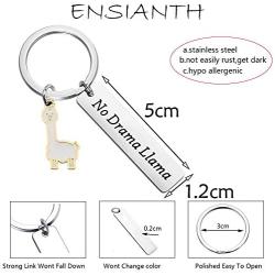 ENSIANTH No Drama Llama Keychain Llama Lover Gift Funny Gift for Best Friend Theater Jewelry Dramatic Gift