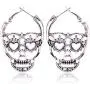 Hollow Skull Face Earrings Pink Hoop Stud Earrings for Women Man Punk Biker Skull Earrings for Men Halloween Jewelry Set -2 Piars…