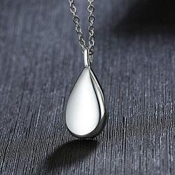 New Teardrop Ashes Urn Pendant Necklace Cremation Memorial Keepsake Jewelry,Carved Locket Stainless Steel Keepsake Waterproof Memorial Pendant for Love,With Tools and Box