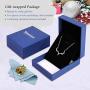 Yesmini Antler Pendant Necklaces - 925 Sterling Silver Necklace with 5A Cubic Zirconia, Minimalist Style Clavicle Chain with Reindeer Charm, Slider Adjustable Necklaces for Women and Girl