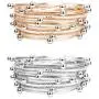 Finrezio 2 PCS Silver&Rose Gold Tone Multilayer Wrap Bracelets for Women Girls Leather Cuff Bracelets Fashion Boho Bead Charm Stackable Bracelets Set