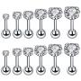 18g Ear Cartilage Helix Surgical Stainless Steel Cubic Zirconia Studs Cartilage Earrings Huggie Screw Backs Ear Tragus Auricle Piercing Jewelry Set 3mm-8mm