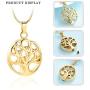 mingkejw Cremation Jewelry Tree of Life Keepsake Round Hollow Waterproof Urn Pendant Ashes Necklace Memorial Ashes Holder Jewelry for Women Men