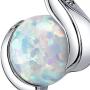 Peora Created White Opal Pendant Necklace in Sterling Silver, Open Wave Round Solitaire Design, 8mm, 1.75 Carats with 18 inch Chain