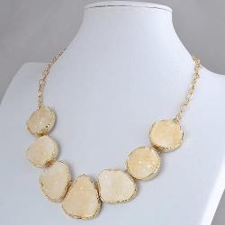 Jane Stone Fashion Drusy Stone Bead Statement Necklace Bib Choker Sparkly Jewelry
