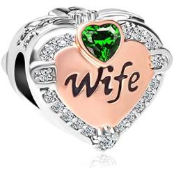 CharmSStory Rose Gold Wife Heart Love Charms Beads for Bracelets & Necklaces