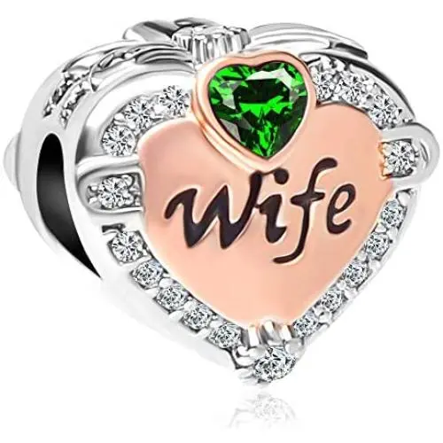 CharmSStory Rose Gold Wife Heart Love Charms Beads for Bracelets & Necklaces CharmSStory Rose Gold Wife Heart Love Charms Beads for Bracelets & Necklaces