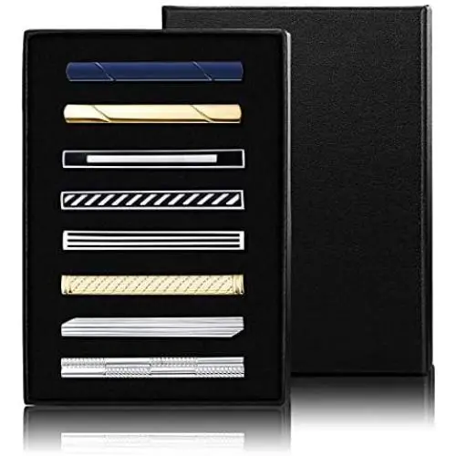 Hanpabum 8pcs Tie Bar Clips for Men Tie Clip Set for Regular Ties Mens Wedding Business Jewelry with Gift Box Hanpabum 8pcs Tie Bar Clips for Men Tie Clip Set for Regular Ties Mens Wedding Business Jewelry with Gift Box