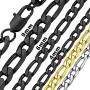 Bandmax 316L Stainless Steel Men Figaro Chain Necklace 14'' 18'' 20'' 22'' 24'' 26'' 28'' 30'',4mm/6mm/9mm Width Unisex Punk Miami Long Link Chain Necklace Jewelry for Women,18K Gold/Black Plated(Brand Box)