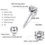 Sllaiss 2Pcs 18G S925 Sterling Silver Stud Earrings For Women Girls CZ Cartilage Tragus Helix Earring Studs Piercing Jewelry 3-6MM