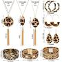 Yaomiao 9 Pieces Leopard Print Jewelry Set Leopard Leather Bracelets Dangle Earrings and Necklaces for Women