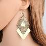 KaFu Boho Lightweight Geometric Filigree Hollow out Rhombus Shape-Dangle Drop Vintage Statement Earrings for Women girls