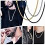 U7 Rope/Wheat Chain Necklace, 18k Real Gold Plated Strong Link with Lobster Claw Clasp, Color Silver/Black/Gold, Width 1.5/3/6/9MM,Length 18-30 Inch Replacement Chains for Pendant,Gift Packed