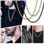 U7 Rope/Wheat Chain Necklace, 18k Real Gold Plated Strong Link with Lobster Claw Clasp, Color Silver/Black/Gold, Width 1.5/3/6/9MM,Length 18-30 Inch Replacement Chains for Pendant,Gift Packed