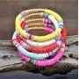 ATIMIGO 5Pcs Colorful Beads Heishi Bracelets Handmade Rainbow Boho Surfur Bracelets Set Stackable Stretch Summer Beach Jewelry for Women Men Girls