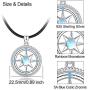 Compass Necklace, 925 Sterling Silver with Rainbow Moonstone, Inspirational Compass Jewelry Gift for Women Girlfriend Daughter with Gift Box