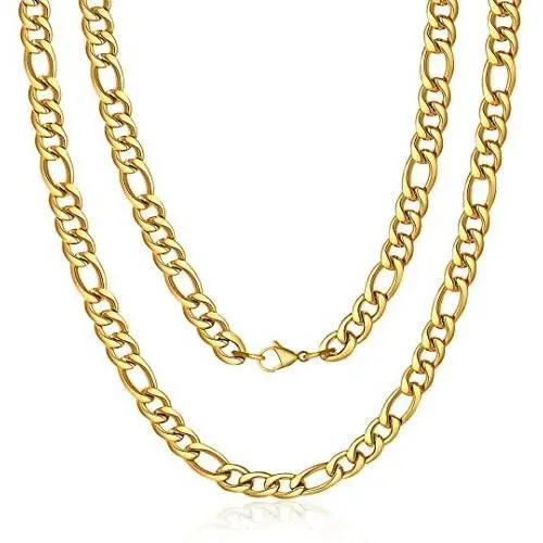 M MOOHAM 4MM 5MM 6MM 7MM 9.5MM 10MM Black Silver Gold Plated Stainless Steel Figaro Chain Necklace for Men Women 16-36 Inch M MOOHAM 4MM 5MM 6MM 7MM 9.5MM 10MM Black Silver Gold Plated Stainless Steel Figaro Chain Necklace for Men Women 16-36 Inch