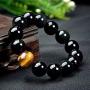 Rustenhof Black Obsidian Bracelet Natural Stone Tiger Eye Bracelets with a Unique Match 10MM or 12MM Beads Good Gift for Men and Women