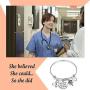 Eigso Nurse Bracelet Keychain She Believed She Could RN LVN LPN Nurse Stethascope Charm Nursing School Graduation Gift Inspirational Nurse Jewelry