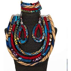 Traditional African Jewelry Set Ankara Necklaces with Matching Earrings for Women
