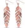 Humble Chic Floating Feathers Dangle Earrings - Long Hanging Metal Link Leaf Drops for Women - Bohemian Lightweight Layered Dangling Leaves