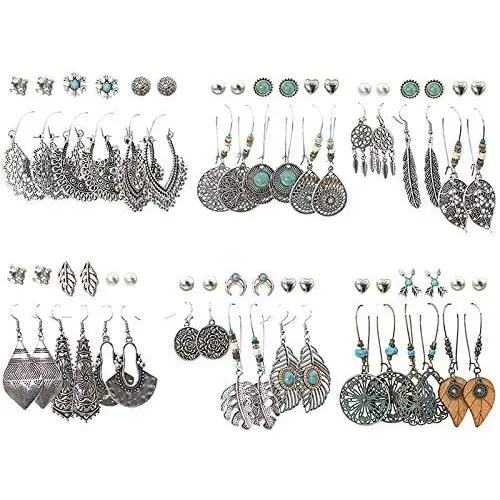 Fashion Earrings for Women Trendy Teen Girls Boho Dangle Earring & Pearl Stud Jewelry Set, Acrylic Drop Rattan Leather Earring for Birthday Party/Valentine/Christmas Gifts