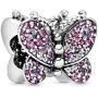 Pandora Jewelry Pink Pave Butterfly Crystal and Cubic Zirconia Charm in Sterling Silver