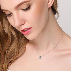 EVER FAITH Valentines Day Jewelry for Woman Sterling Silver Clear Cubic Zirconia Bezel Setting Daily Pendant Choker Necklace