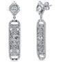BERRICLE Rhodium Plated Sterling Silver Cubic Zirconia CZ Art Deco Bar Fashion Dangle Drop Earrings