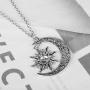 MIXIA Vintage Bronze Crescent Moon and Sun Pendant Necklace Retro Swirl Filigree Unisex Jewelry Gifts