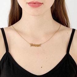 JIAHATE Personalized Name Pendant Necklace,Old English Font Custom Handmade Script Initial Nameplate Necklace Jewelry Gift for Girls Womens,Name Crown Necklace