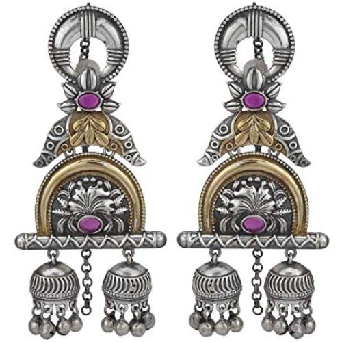 Aheli Intricate Crafted Vintage Inspired Indian Boho Oxidized Jhumka Jhumki Earrings Ethnic Wedding Party Fashion Jewelry for Women