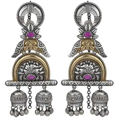 Aheli Intricate Crafted Vintage Inspired Indian Boho Oxidized Jhumka Jhumki Earrings Ethnic Wedding Party Fashion Jewelry for Women Aheli Intricate Crafted Vintage Inspired Indian Boho Oxidized Jhumka Jhumki Earrings Ethnic Wedding Party Fashion Jewelry for Women