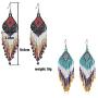 2 Pairs/Set Bohemian Long Beaded Dangle Earrings – Native Handmade Seed Bead Tassel Earrings for Women and Girls, Bohemian Large Statement Beaded Drop Fringe Earrings