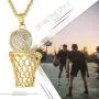 Golden George Basketball Necklace for Men Hip Hop Iced Out Gold Plated Charm Pendant Necklace with 24 Inches Chain for Boys Teen Basketball Fans Golden George Basketball Necklace for Men Hip Hop Iced Out Gold Plated Charm Pendant Necklace with 24 Inches Chain for Boys Teen Basketball Fans