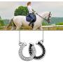 KEYCHIN Lucky Horseshoe Jewellery Horse Lovers Gift Popular Double U-Shaped Black and White Horseshoe U-Shaped Clavicle Necklace for Woman and Girl