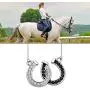 KEYCHIN Lucky Horseshoe Jewellery Horse Lovers Gift Popular Double U-Shaped Black and White Horseshoe U-Shaped Clavicle Necklace for Woman and Girl KEYCHIN Lucky Horseshoe Jewellery Horse Lovers Gift Popular Double U-Shaped Black and White Horseshoe U-Shaped Clavicle Necklace for Woman and Girl