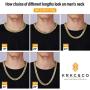 KRKC&CO 14mm Iced Cuban Link Chain, 14k/White Gold Cuban Link Curb Chain for Men, Cuban Choker Necklace, Durable and Anti-Tarnish Urban Street-wear Everlasting Shine Hip Hop Jewelry