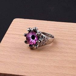 KUSERON 9PCS Stainless Steel Vintage Punk Rings,Snake Frog Open Rings,The Devil Dragon Eye Ring-Purple,Gothic Open Adjustable Ring Set Jewelry
