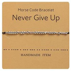 MRSXXNTY Morse Code Bracelet Keep Fucking Going Adjustable Bracelet Beads on Silk Cord Friendship Inspirational Jewelry Gifts for Her