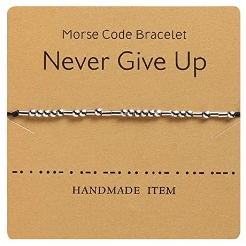 MRSXXNTY Morse Code Bracelet Keep Fucking Going Adjustable Bracelet Beads on Silk Cord Friendship Inspirational Jewelry Gifts for Her
