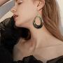 DAMLENG 4 Pairs Unique Boho Acrylic Hollow Round Teardrop Dangle Drop Leopard Earrings Set for Women Girls Square Water drop Hook Earrings Jewelry