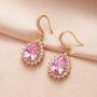 Swarovski Crystal Halo Teardrop Drop Dangle Earrings for Women 14K Rose Gold Plated Hypoallergenic Jewelry